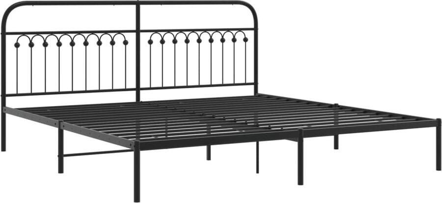 VidaXL -Bedframe-met-hoofdbord-metaal-zwart-200x200-cm