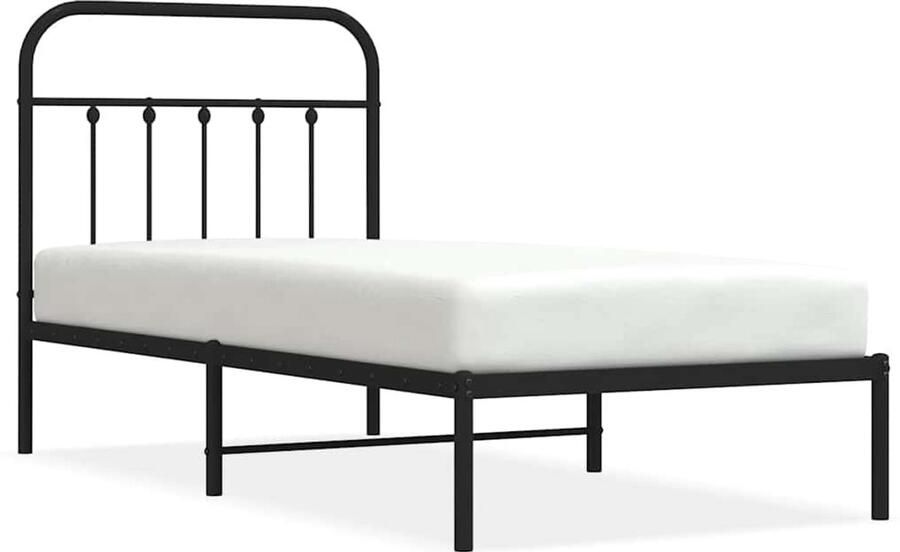 VidaXL -Bedframe-met-hoofdbord-metaal-zwart-90x190-cm - Foto 2