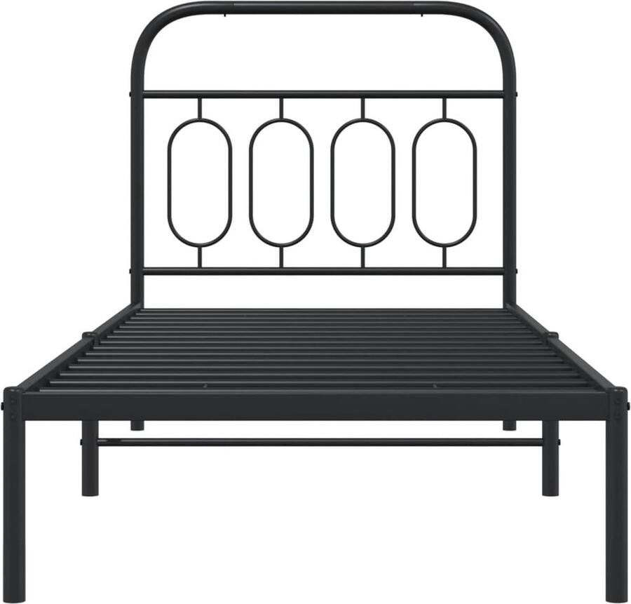 VidaXL Bedframe met hoofdbord metaal zwart 90x200 cm - Foto 4