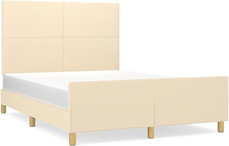 VidaXL Bedframe zonder matras stof crÃ¨mekleurig 140x190 cm - Foto 5
