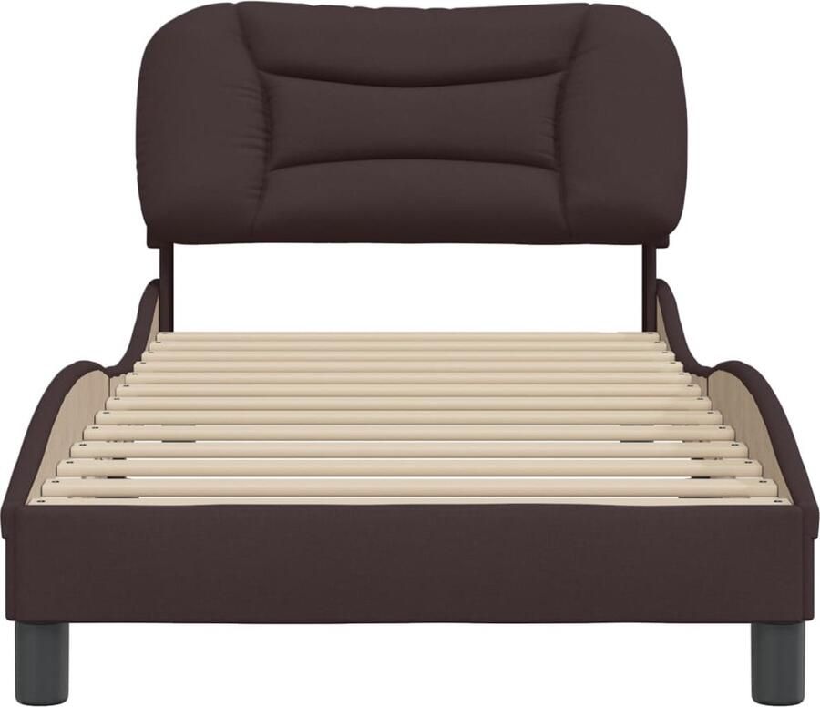 VidaXL Bedframe zonder matras Hvar 90x190 cm stof donkerbruin - Foto 2