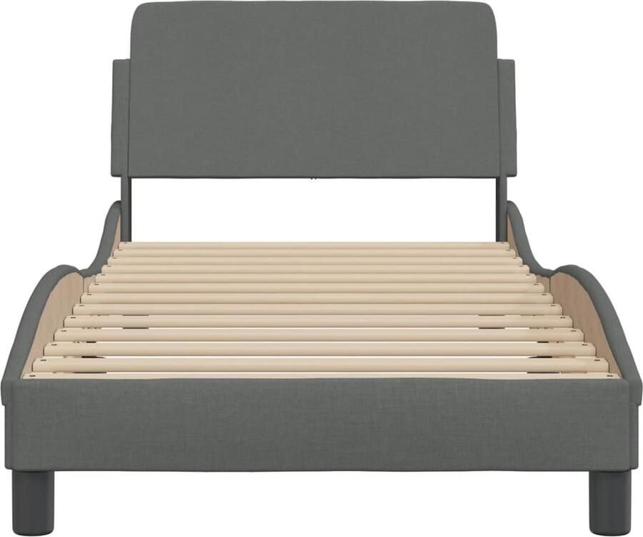 VidaXL -Bedframe-met-hoofdbord-stof-donkergrijs-80x200-cm - Foto 2