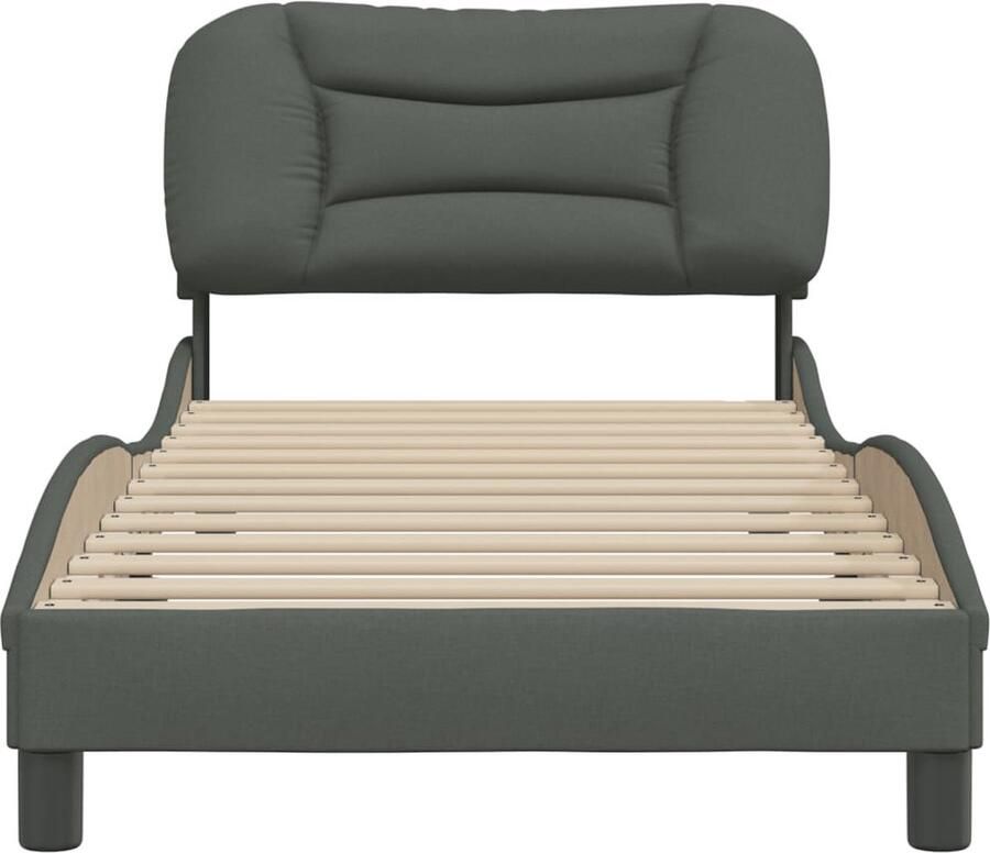 VidaXL Bedframe zonder matras Hvar 90x200 cm stof donkergrijs - Foto 3