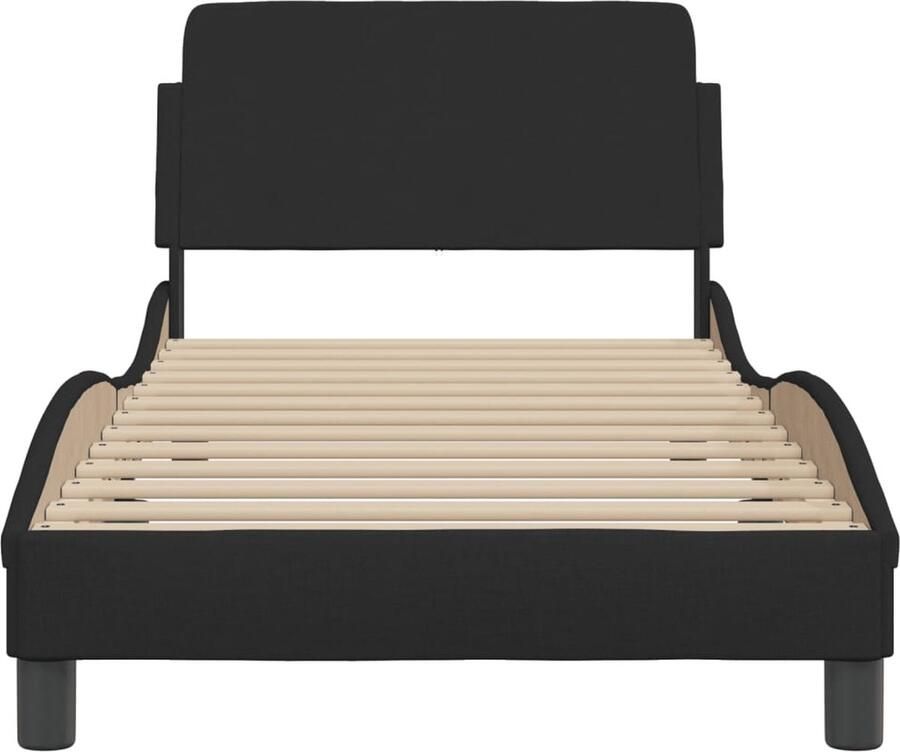 VidaXL Bedframe met hoofdeinde zonder matras 80x200 cm stof zwart - Foto 2
