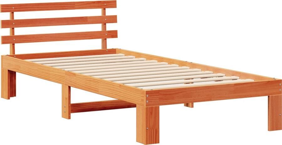VidaXL Grenenhouten Bedframe Wax bruin Massief hout 80 x 200 cm Duurzaam - Foto 2
