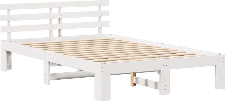 VidaXL Bedframe met hoofdeinde Wit 120x190 cm Massief dennenhout - Foto 2