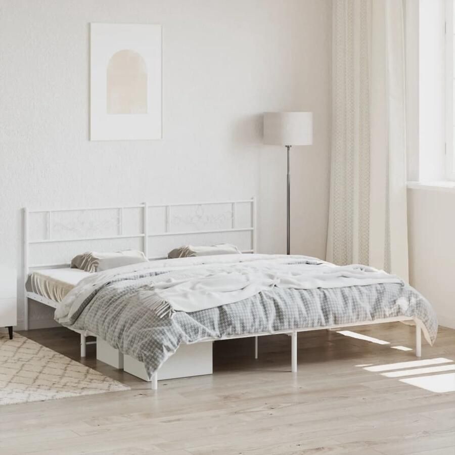 VidaXL Bedframe Met Hoofdbord Wit 180x200 cm Robuust Bed Frame Klassiek Bed Houten Bed Wit Bed Tweepersoons Bed Boxspring Bed Slaapcomfort - Foto 2