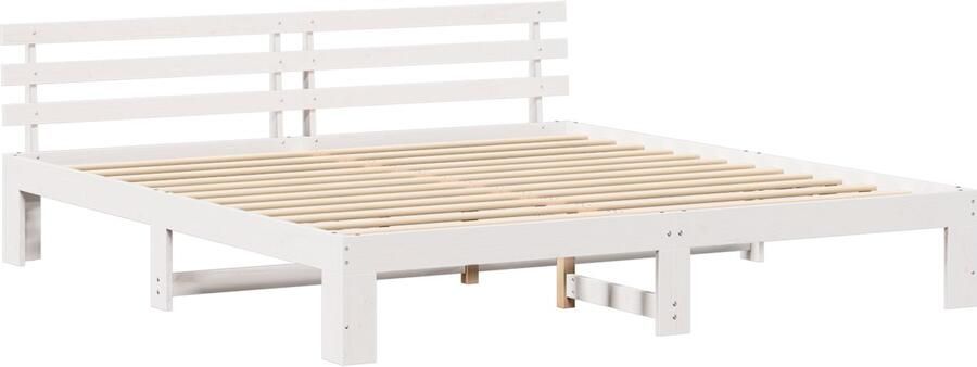 VidaXL Bedframe met hoofdbord Wit 180x200 cm Massief dennenhout