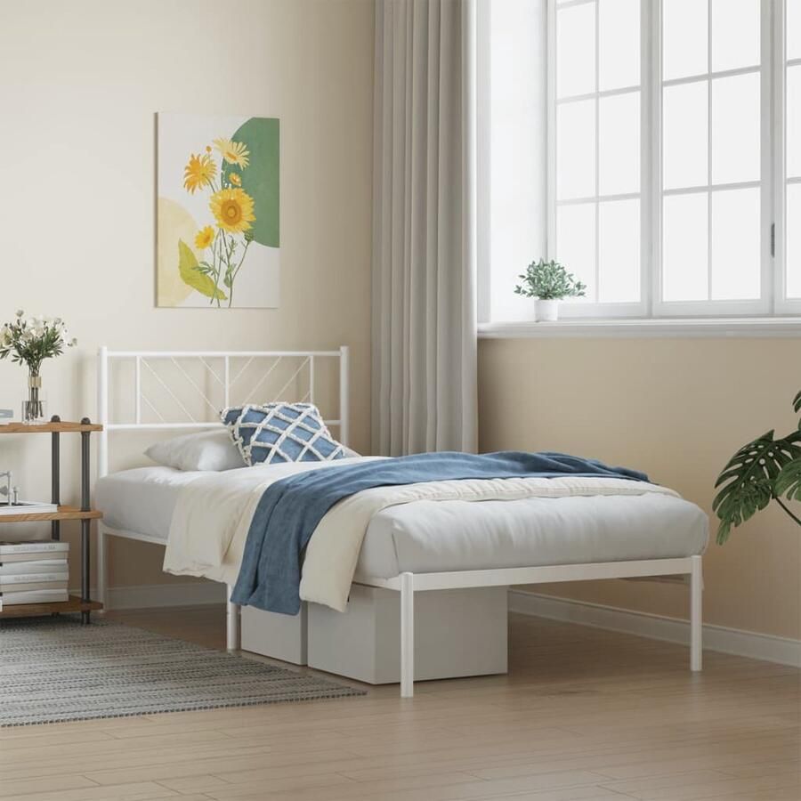 VidaXL Bedframe Met Hoofdbord Wit 75x190 cm