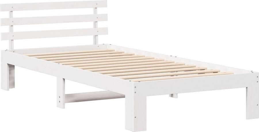 VidaXL Bedframe met hoofdbord Wit 80x200 cm Massief Vurenhout - Foto 2