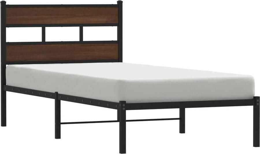VidaXL Bedframe met hoofdbord zonder matras bruin eiken 100x200 cm