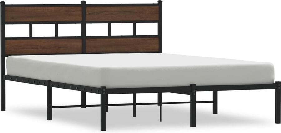 VidaXL Bedframe met hoofdbord zonder matras bruin eiken 140x200 cm