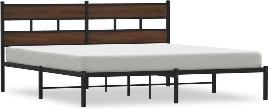 VidaXL Bedframe met hoofdbord zonder matras bruin eiken 200x200 cm