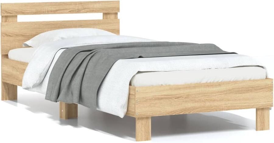 VidaXL -Bedframe-met-hoofdbord-bewerkt-hout-sonoma-eiken-75x190-cm - Foto 6