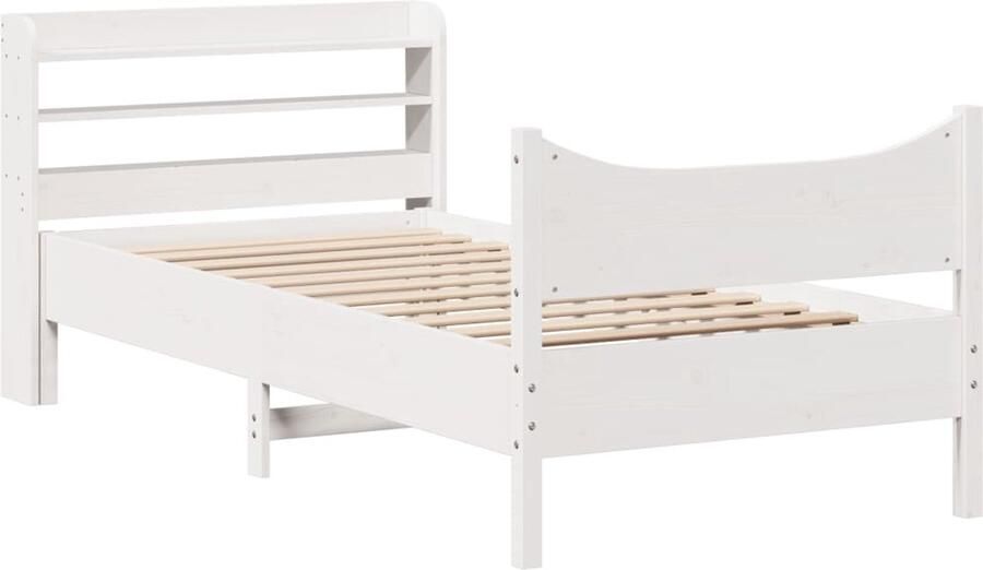 VidaXL Bedframe met hoofdeinde 100x200 cm massief grenenhout wit