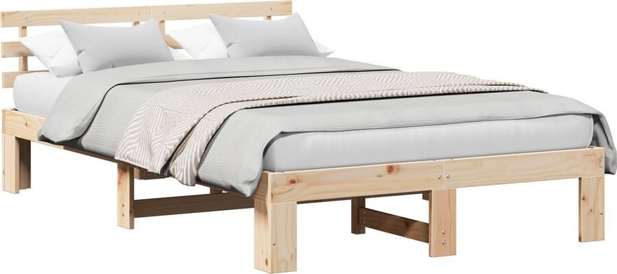 VidaXL Grenenhouten Bedframe 120x190 Natuurlijk Hout Massief Grenenhout