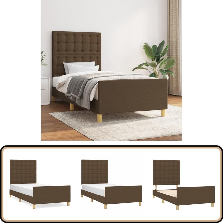 VidaXL Bedframe met hoofdeinde 80x200 cm Donkerbruin Bed Frame Houten Bed Tweepersoons Bed Boxspring Bed Bedstede