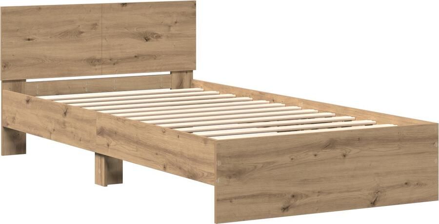 VidaXL Bedframe met hoofdeinde Artisan Eiken 100 x 200 cm Bewerkt hout