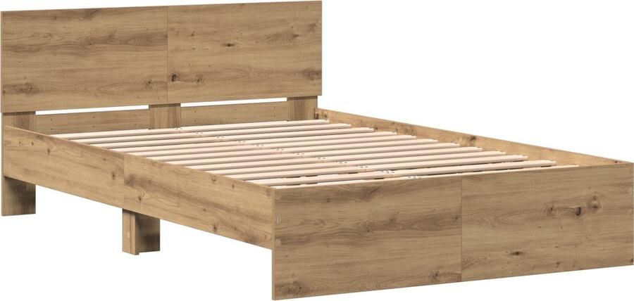 VidaXL Bedframe met hoofdeinde Artisan Eiken 120 x 190 cm Bewerkt hout