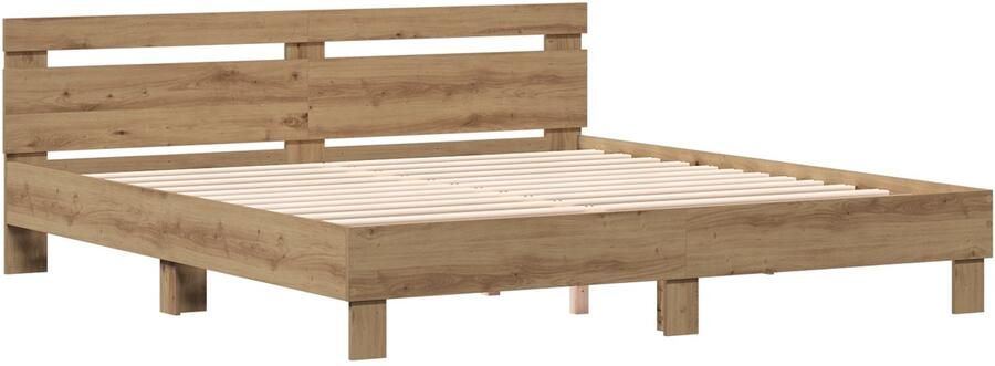 VidaXL Bedframe met hoofdeinde Artisan Eiken 180 x 200 cm Bewerkt hout