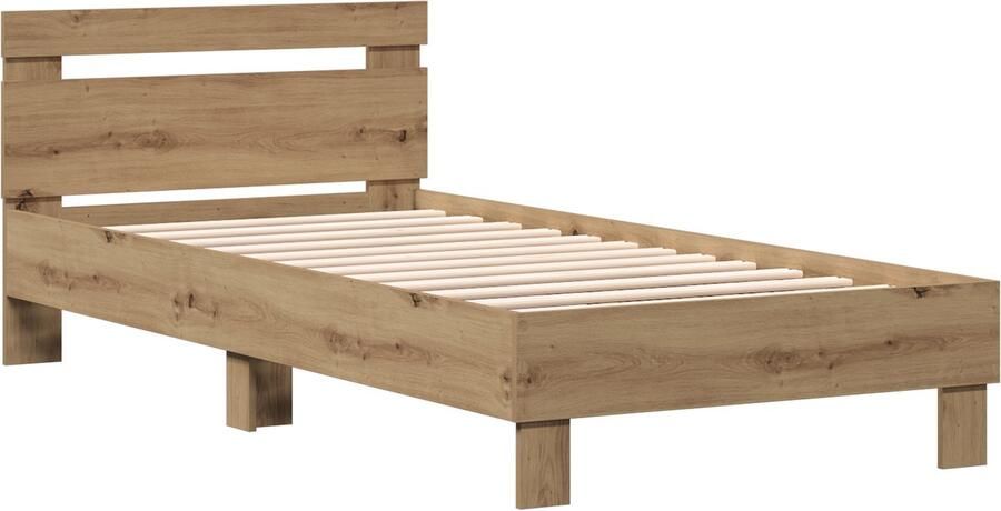 VidaXL Bedframe met hoofdeinde Artisan Eiken 90 x 200 cm Bewerkt hout