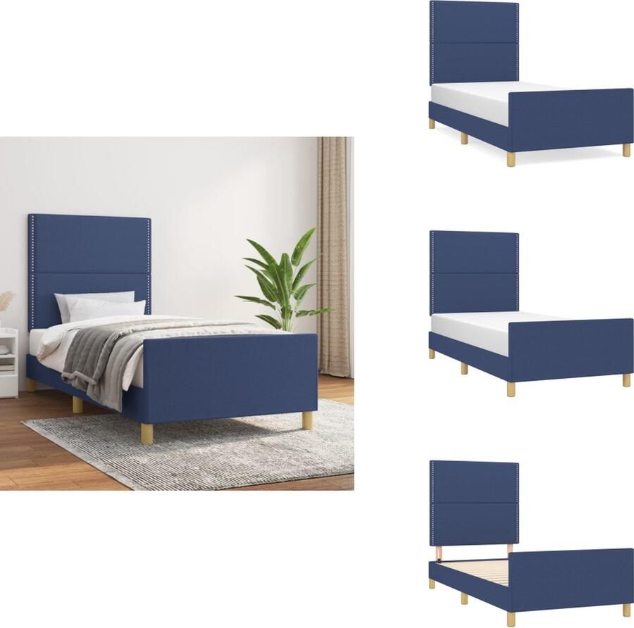 VidaXL Bedframe Met Hoofdeinde Bedframes Met Hoofdeindes Bed Slaapmeubel Bedframe met hoofdbord stof blauw 80x200 cm
