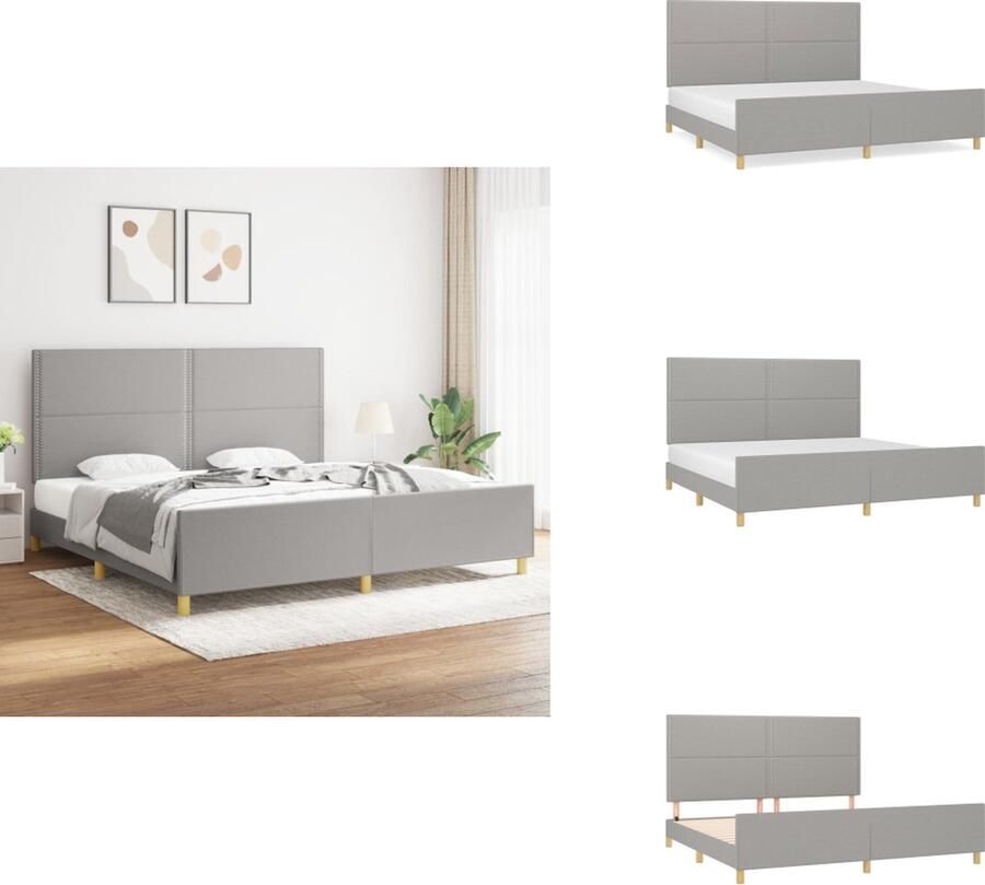VidaXL Bedframe Lichtgrijs 203 x 206 x 118 128 cm Geschikte matras 200 x 200 cm Verstelbaar hoofdbord Ondersteunende poten Multiplex lattenbodem Comfortabele rugondersteuning Montagehandleiding inbegrepen Bed