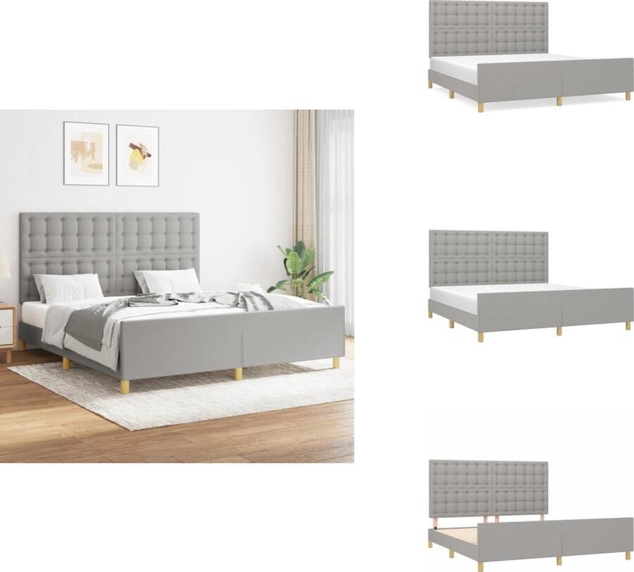 VidaXL Bedframe Grijs 203x166x118 128cm Verstelbaar hoofdeind Stabiele poten Multiplex lattenbodem Comfortabele ondersteuning Matras niet inbegrepen Bed