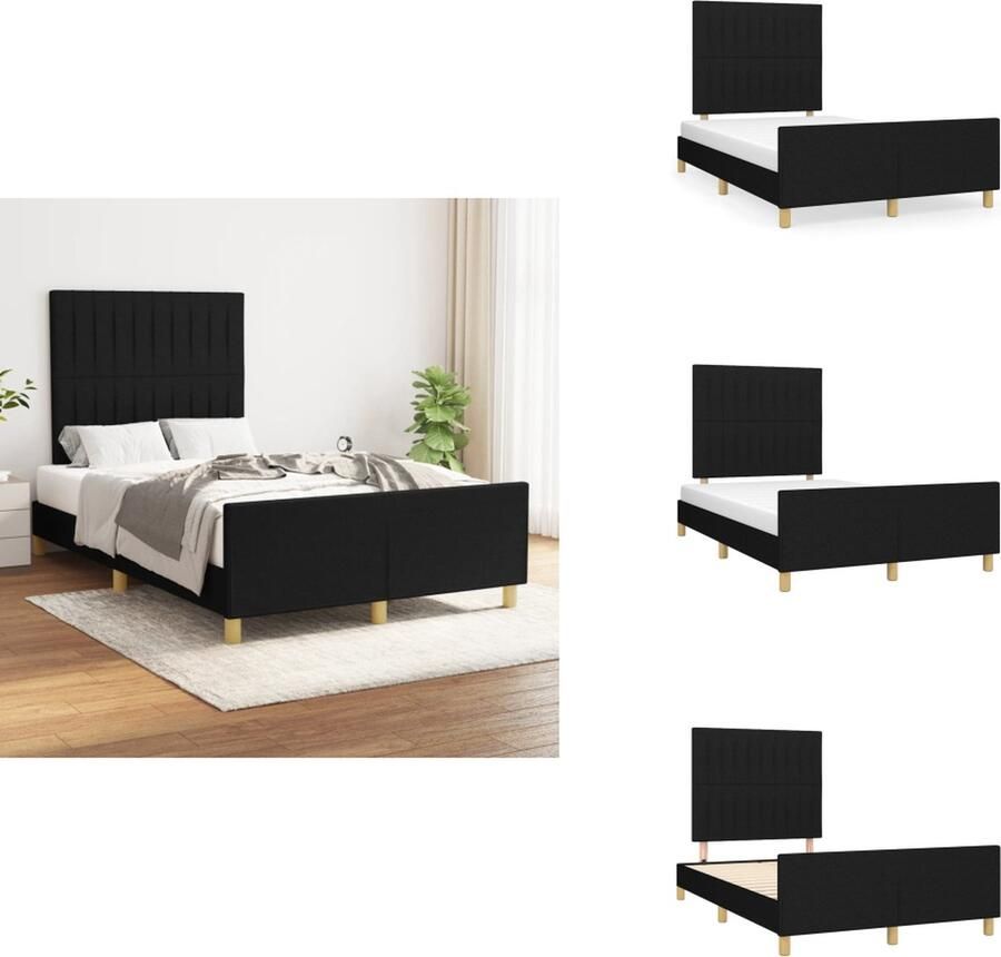 VidaXL Bedframe Geniet van een goede nachtrust Hoofdeinde Afmeting- 203 x 126 x 118 128 cm Ken- Verstelbare hoogte Kleur- Zwart Materiaal- Stof larikshout multiplex samengesteld hout Geschikte matras- 120 x 200 cm Bed
