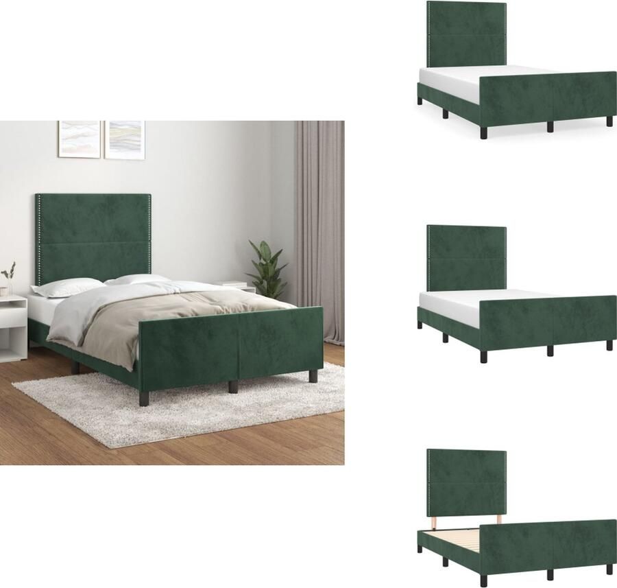 VidaXL Bedframe Fluwelen Donkergroen 203 x 126 x 118 128 cm Verstelbaar hoofdeind Multiplex lattenbodem Comfortabele ondersteuning Montagehandleiding inclusief Bed
