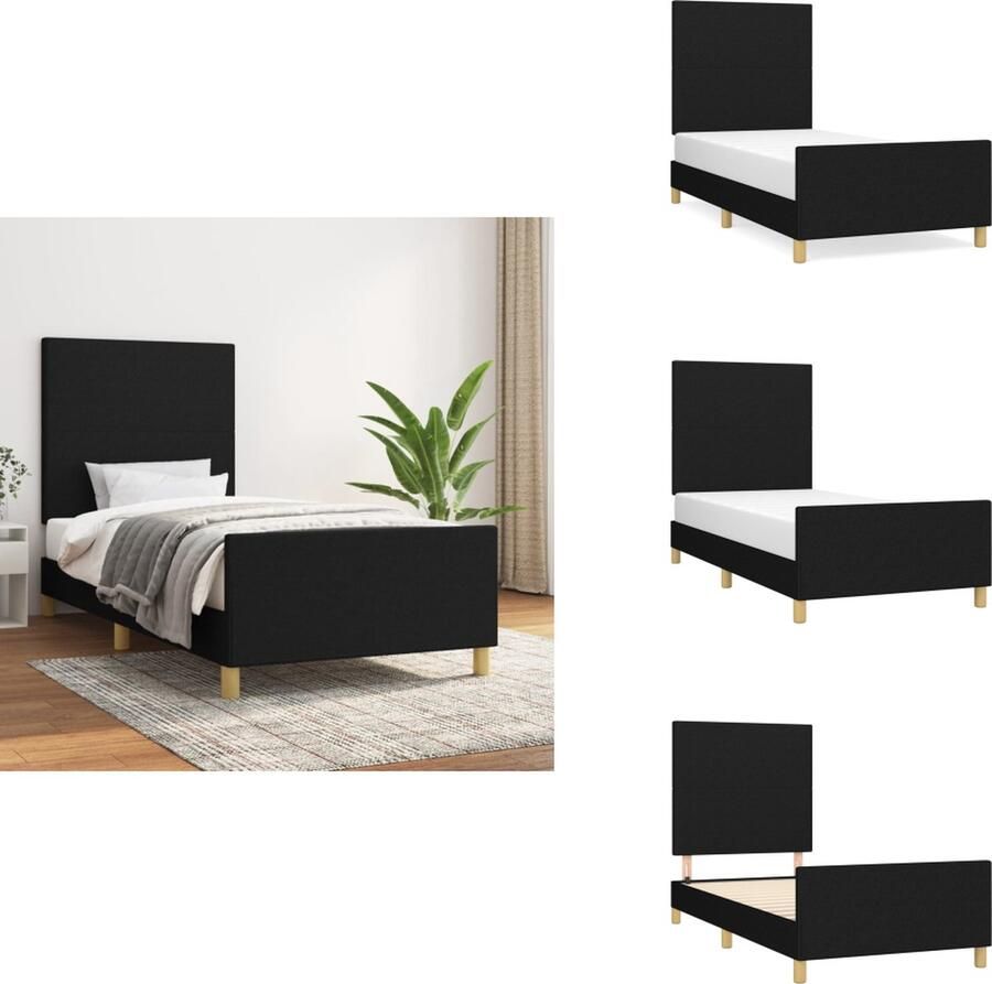 The Living Store Bedframe zonder matras 100x200 cm stof zwart Bed Frame Slaapcomfort Tweepersoons Bed Zwarte Bedbank Hoofdeinde
