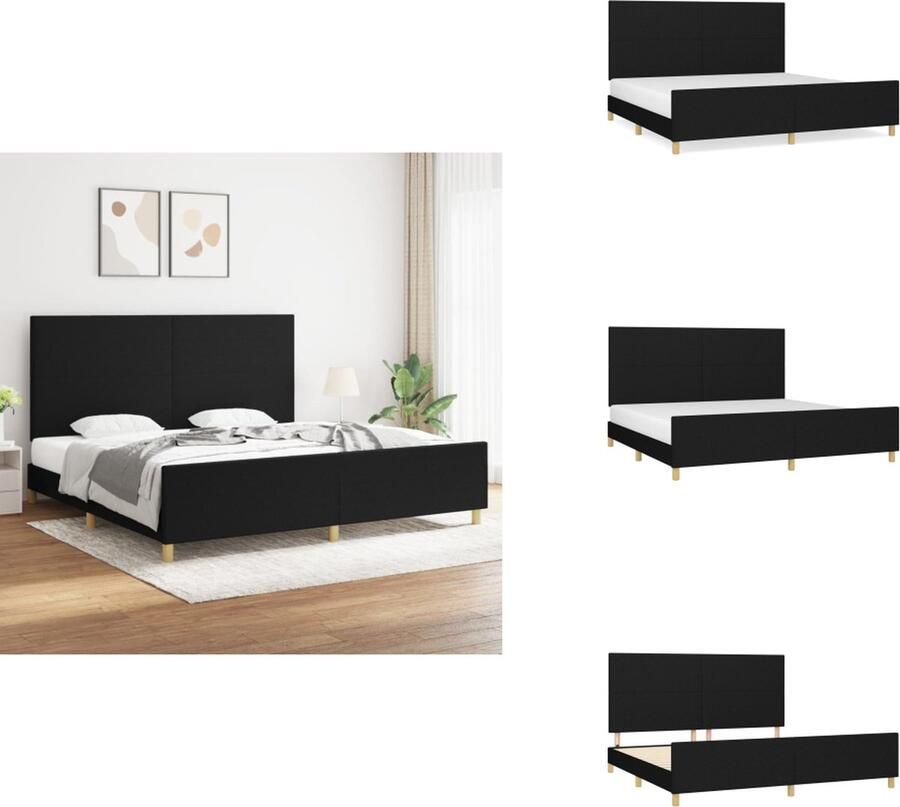 VidaXL Bedframe Met Hoofdeinde Bedframes Met Hoofdeindes Bed Slaapmeubel Bedframe met hoofdeinde stof zwart 200x200 cm
