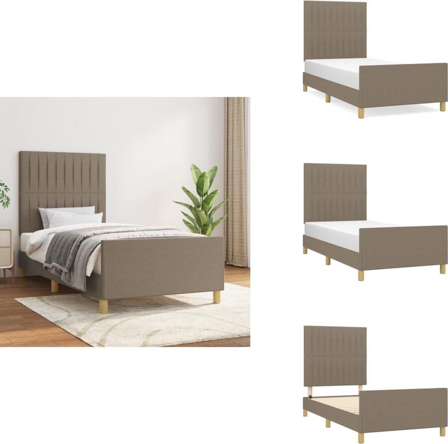 The Living Store Bedframe s Bedframes 193 x 93 x 118 128 cm Duurzaam materiaal Bedframe Tweepersoons Bed Houten Bed Stoffen Bed Met Hoofdbord - Foto 2