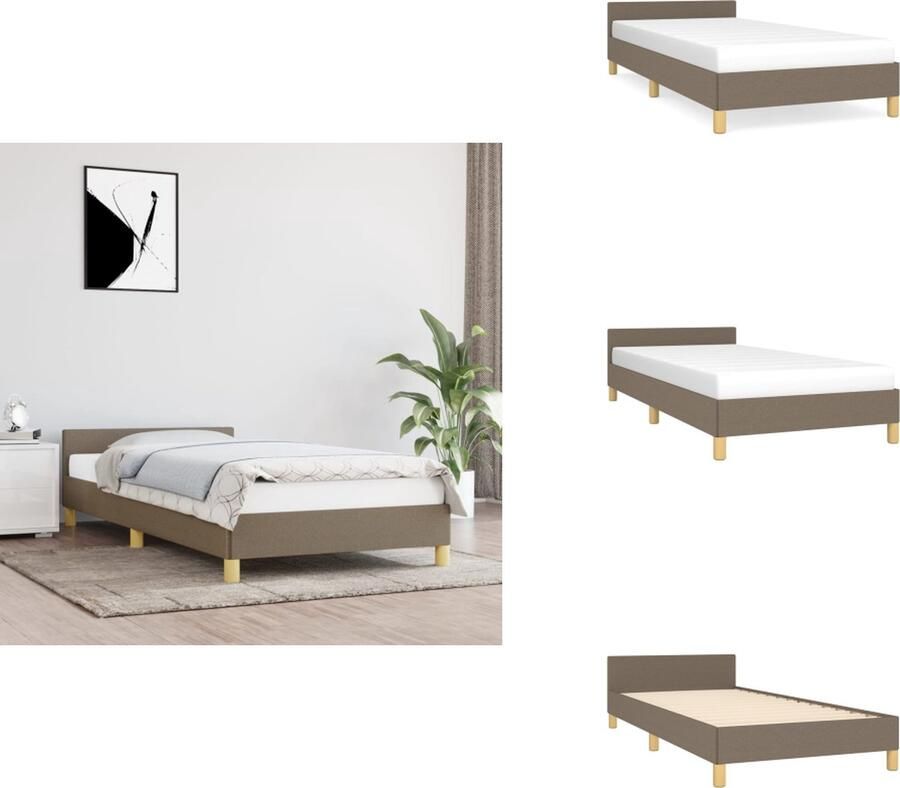 VidaXL Bedframe Met Hoofdeinde Bedframes Met Hoofdeindes Bed Slaapmeubel Bedframe met hoofdeinde zonder matras 90x190 cm stof taupe