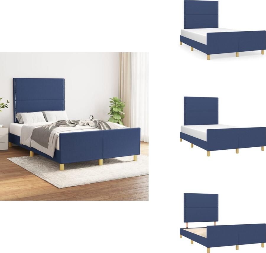 VidaXL Bedframe Blauw 203x126x118 128 cm Verstelbaar hoofdeinde Stabiele poten Multiplex lattenbodem Comfortabele ondersteuning Bed