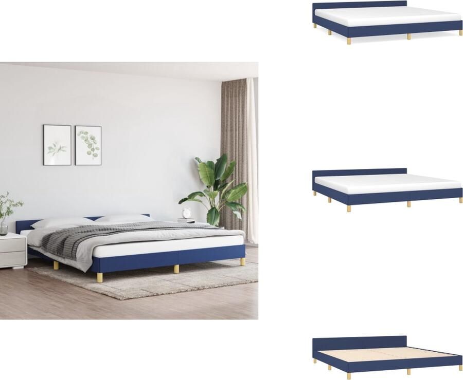 VidaXL Bedframe Met Hoofdeinde Bedframes Met Hoofdeindes Bed Slaapmeubel Bedframe met hoofdeinde zonder matras 200x200 cm stof blauw
