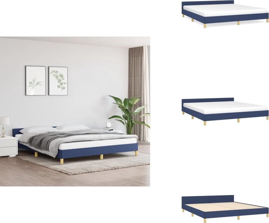VidaXL Bedframe Met Hoofdeinde Bedframes Met Hoofdeindes Bed Slaapmeubel Bedframe met hoofdeinde zonder matras 180x200 cm stof blauw