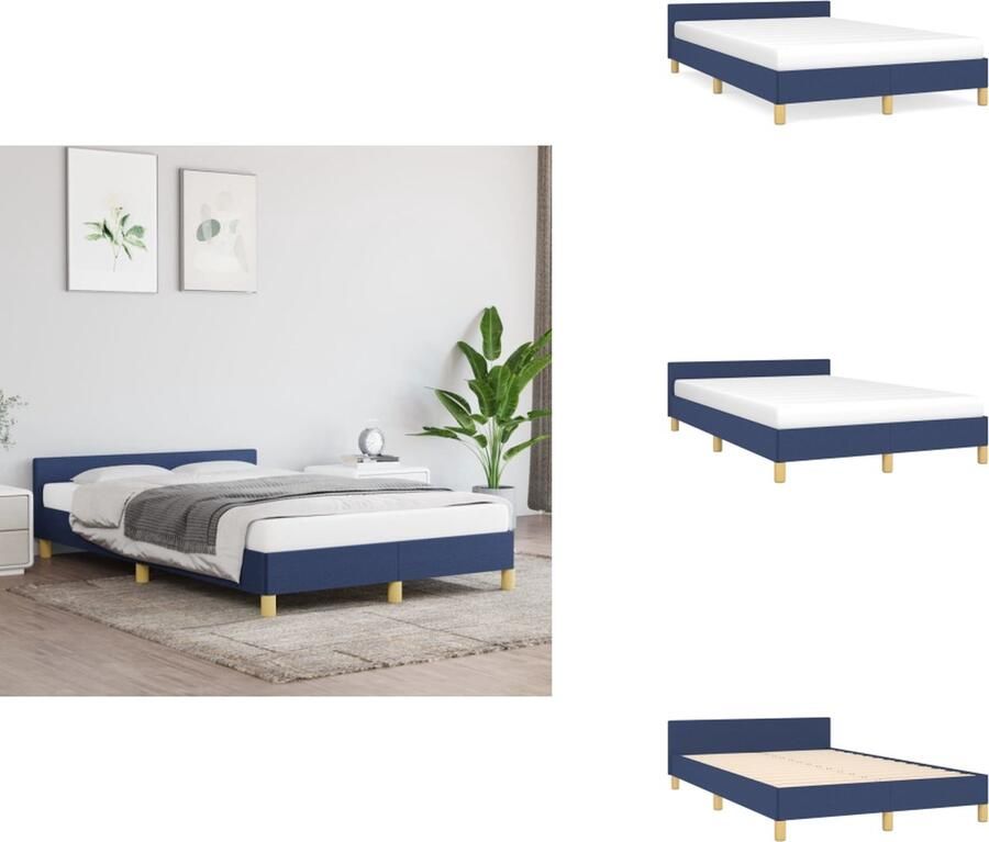 VidaXL Bedframe Met Hoofdeinde Bedframes Met Hoofdeindes Bed Slaapmeubel Bedframe met hoofdeinde zonder matras 120x200 cm stof blauw