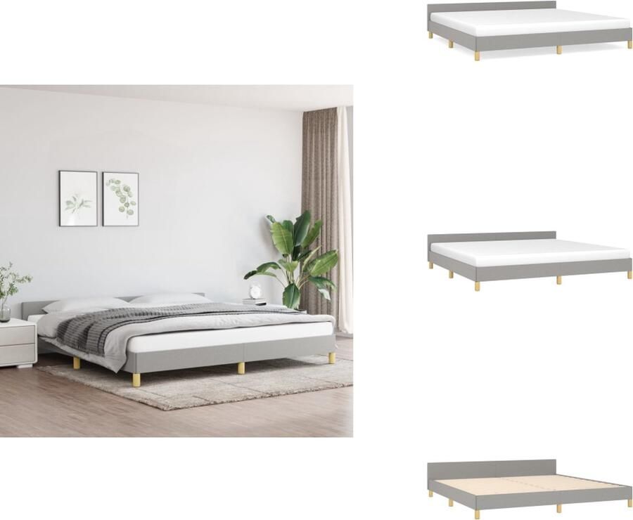 VidaXL Bedframe Lichtgrijs 203 x 206 x 50 cm Geschikt voor 200 x 200 cm matras Ademend en duurzaam Stabiele ondersteuning Multiplex lattenbodem Eenvoudige montage Matras apart verkrijgbaar Bed - Foto 2