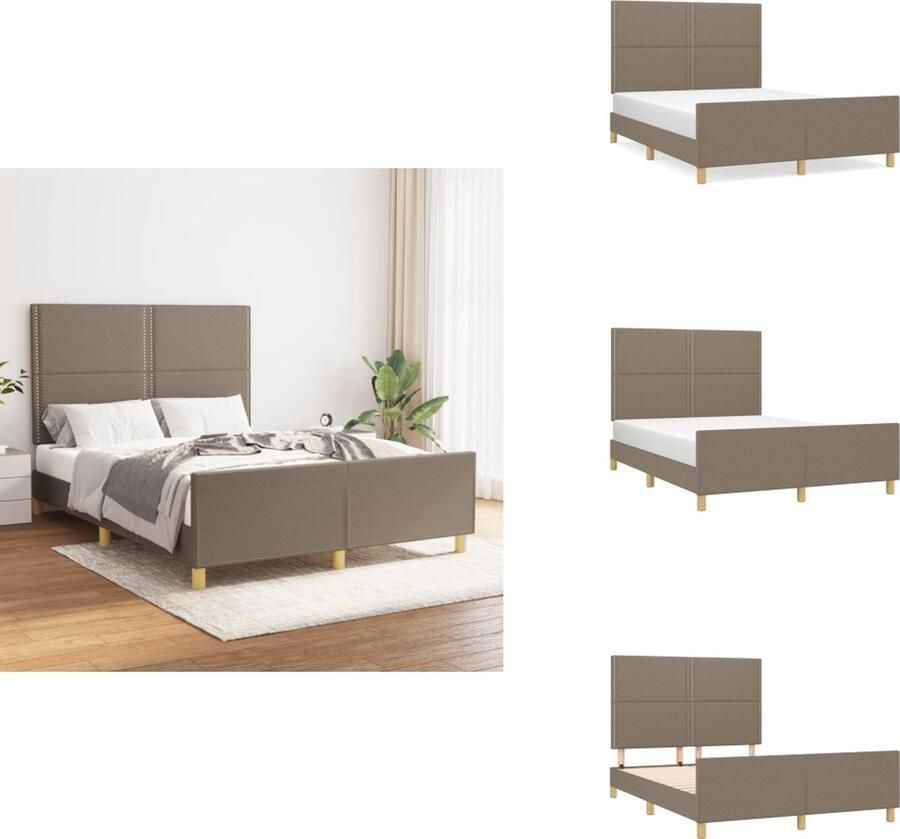 VidaXL Bedframe Taupe 203x146x118 128cm Verstelbaar hoofdeind Multiplex lattenbodem Stabiele poten Comfortabele ondersteuning Bed