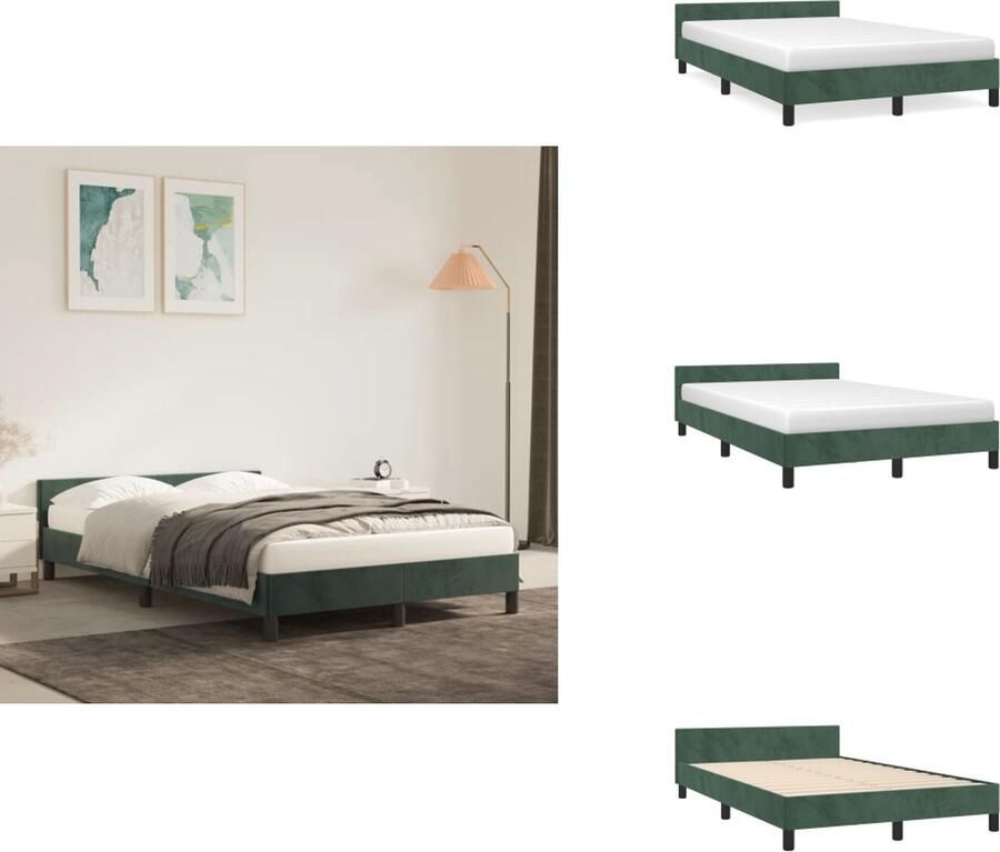 VidaXL Bedframe Met Hoofdeinde Bedframes Met Hoofdeindes Bed Slaapmeubel Bedframe met hoofdeinde fluweel donkergroen 120x200 cm