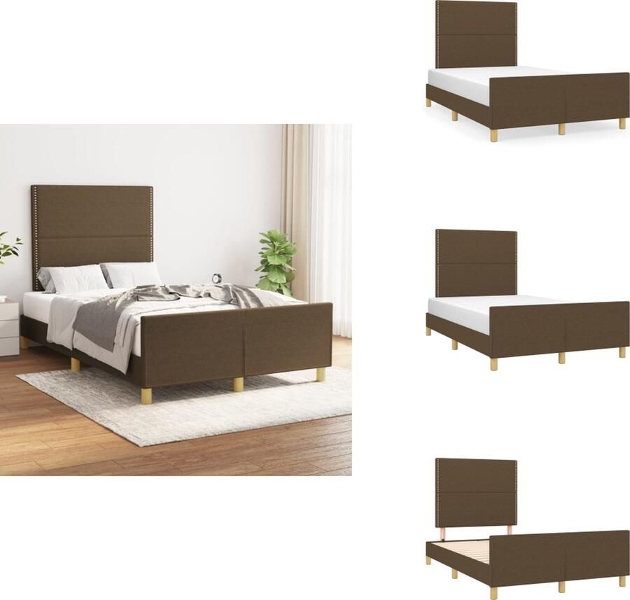VidaXL Bedframe Met Hoofdeinde Bedframes Met Hoofdeindes Bed Slaapmeubel Bedframe met hoofdeinde stof donkerbruin 120x200 cm