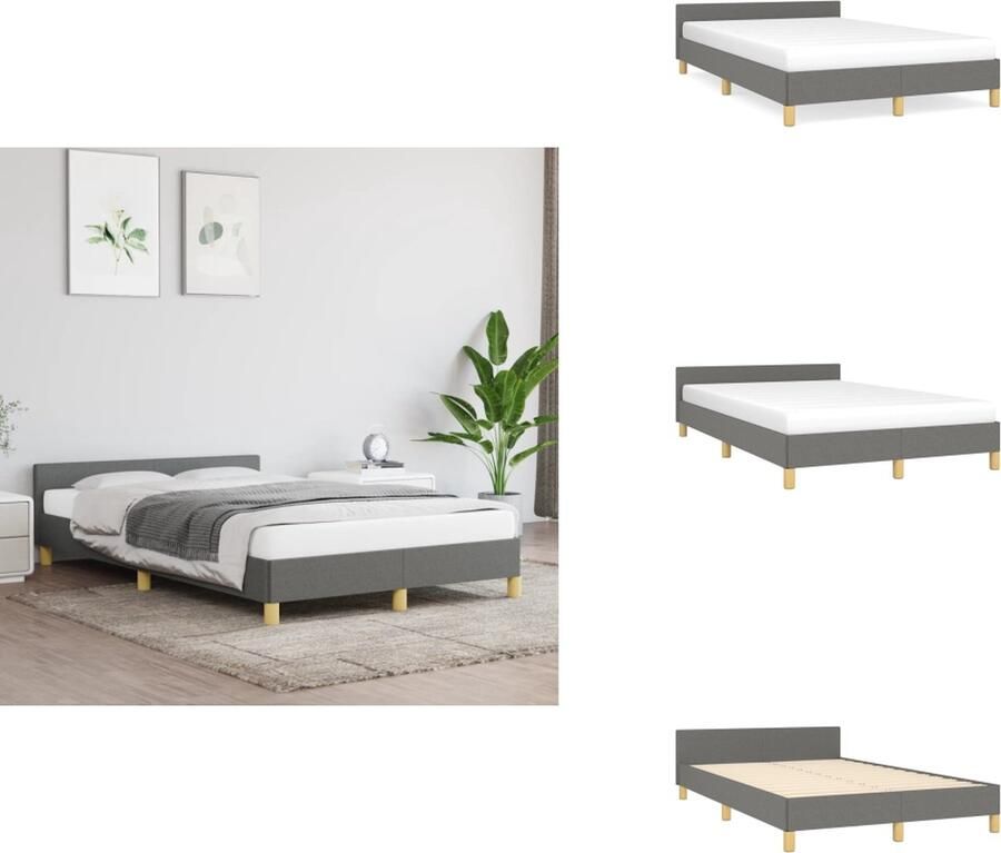 VidaXL Bedframe Donkergrijs 203 x 123 x 50 cm Ademend Duurzaam Stabiel Geschikt voor 120 x 200 cm Matras Inclusief Montagehandleiding Polyester Multiplex Bed - Foto 2