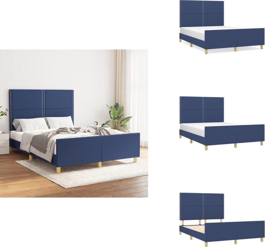 VidaXL Bedframe Blauw 203x146x118 128 cm Verstelbaar hoofdeinde Stabiele poten Multiplex lattenbodem Comfortabele ondersteuning Bed