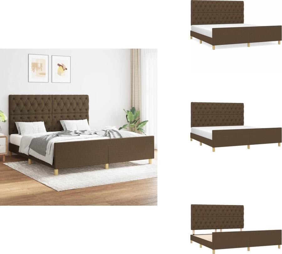 VidaXL Bedframe Met Hoofdeinde Bedframes Met Hoofdeindes Bed Slaapmeubel Bedframe met hoofdeinde stof donkerbruin 160x200 cm