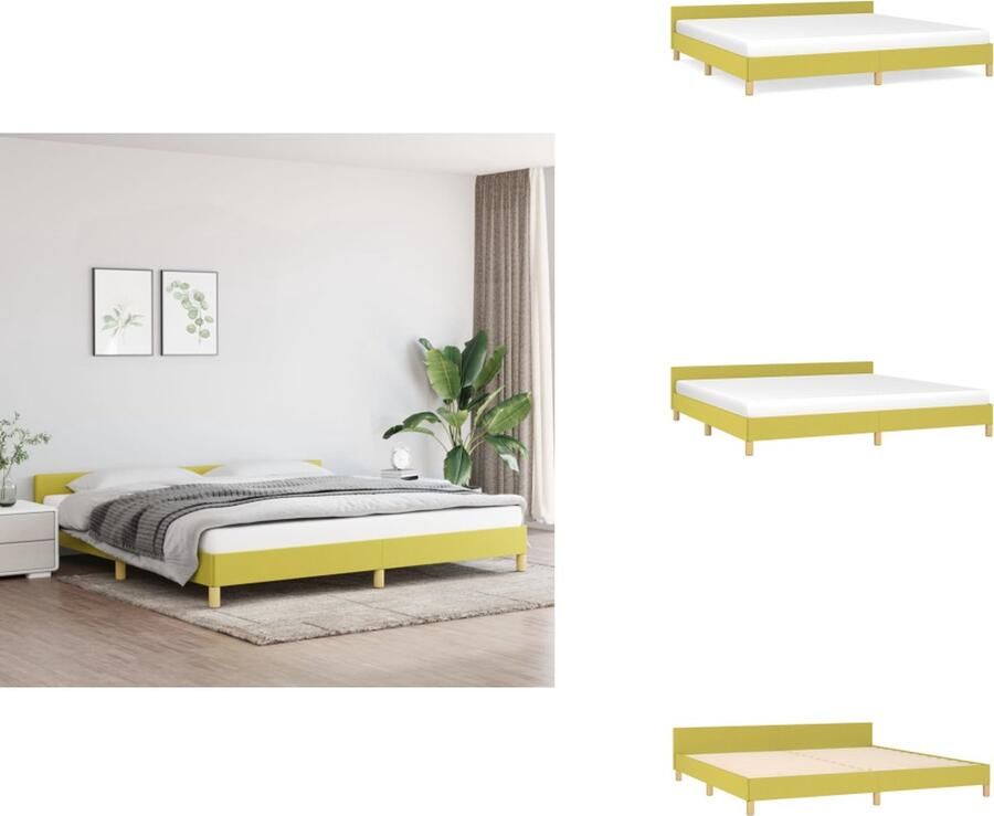 VidaXL Bedframe Met Hoofdeinde Bedframes Met Hoofdeindes Bed Slaapmeubel Bedframe met hoofdeinde stof groen 200x200 cm