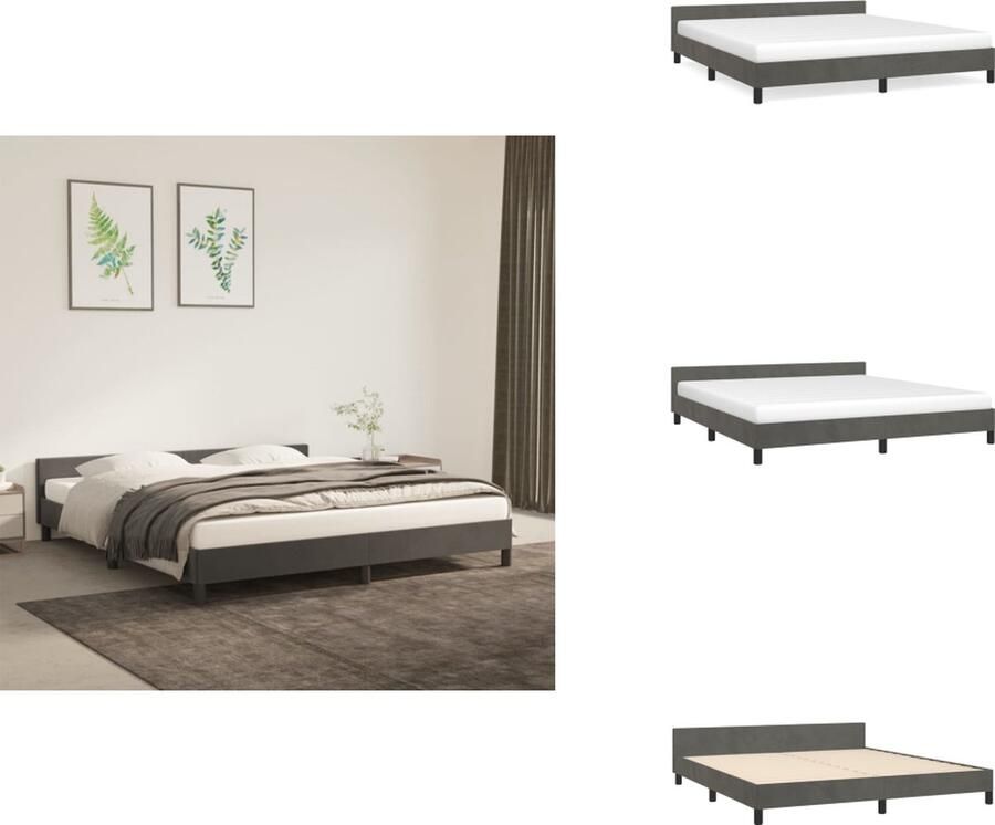 VidaXL Bedframe Met Hoofdeinde Bedframes Met Hoofdeindes Bed Slaapmeubel Bedframe met hoofdeinde fluweel donkergrijs 160x200 cm