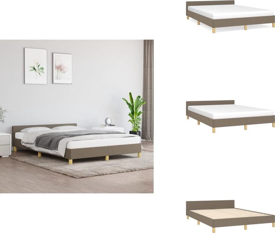 VidaXL Bedframe Met Hoofdeinde Bedframes Met Hoofdeindes Bed Slaapmeubel Bedframe met hoofdeinde stof taupe 140x200 cm