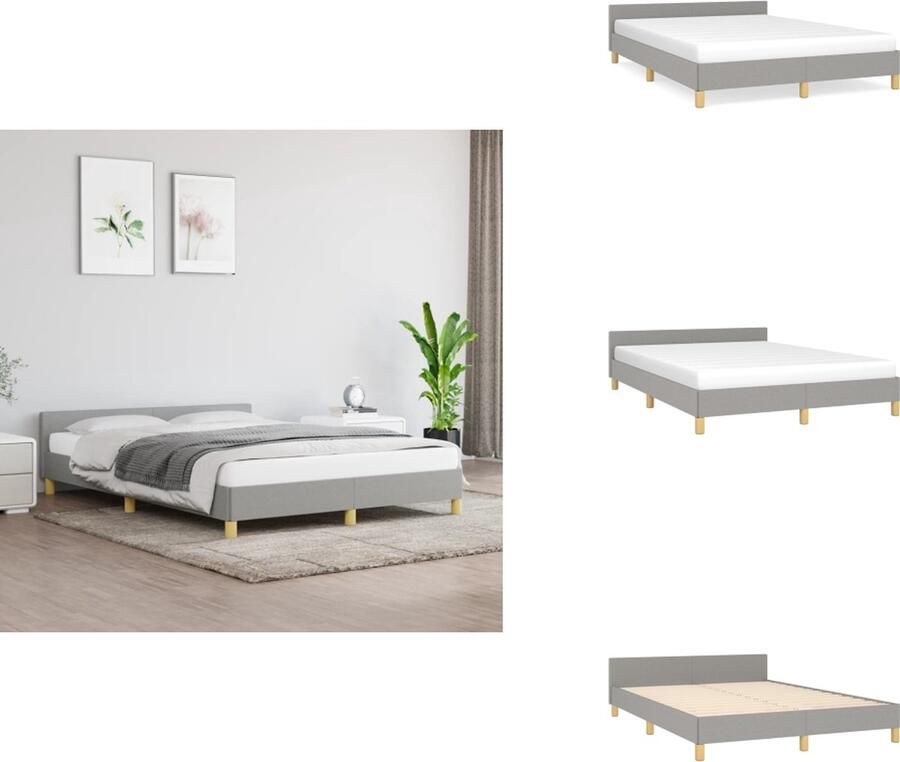 VidaXL Bedframe Lichtgrijs 203 x 143 x 50 cm Duurzaam materiaal Ondersteunende poten Multiplex lattenbodem Matras niet inbegrepen Bed