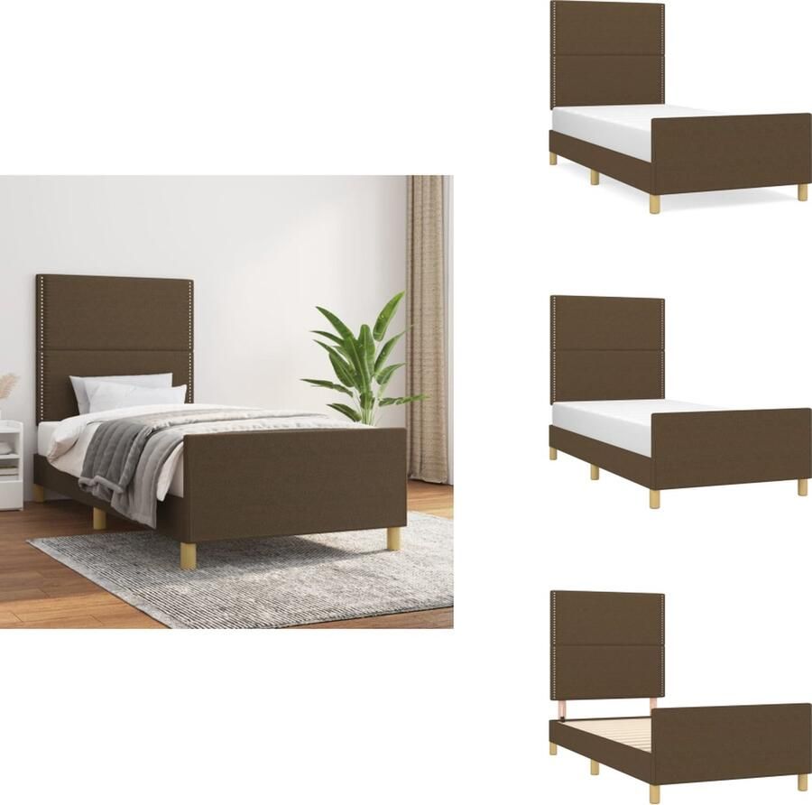 VidaXL Bedframe donkerbruin 203 x 83 x 118 128 cm verstelbaar met ondersteunende poten multiplex lattenbodem comfortabele ondersteuning montagehandleiding geschikt voor 80 x 200 cm matras 100% polyester massief larikshout Bed